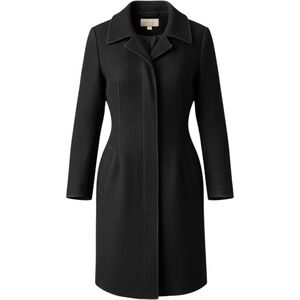 Michael Kors Black Wool Blend Walker Coat Plus Size 2X Notched Collar